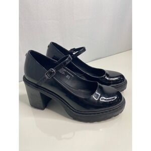 Madden NYC Black Patent Chunky Mary Jane Platform Lug Sole Heel 8.5 Y2K Goth 90s